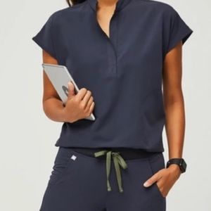 FIGS Limited Edition Quiet Navy Rafaela Top
